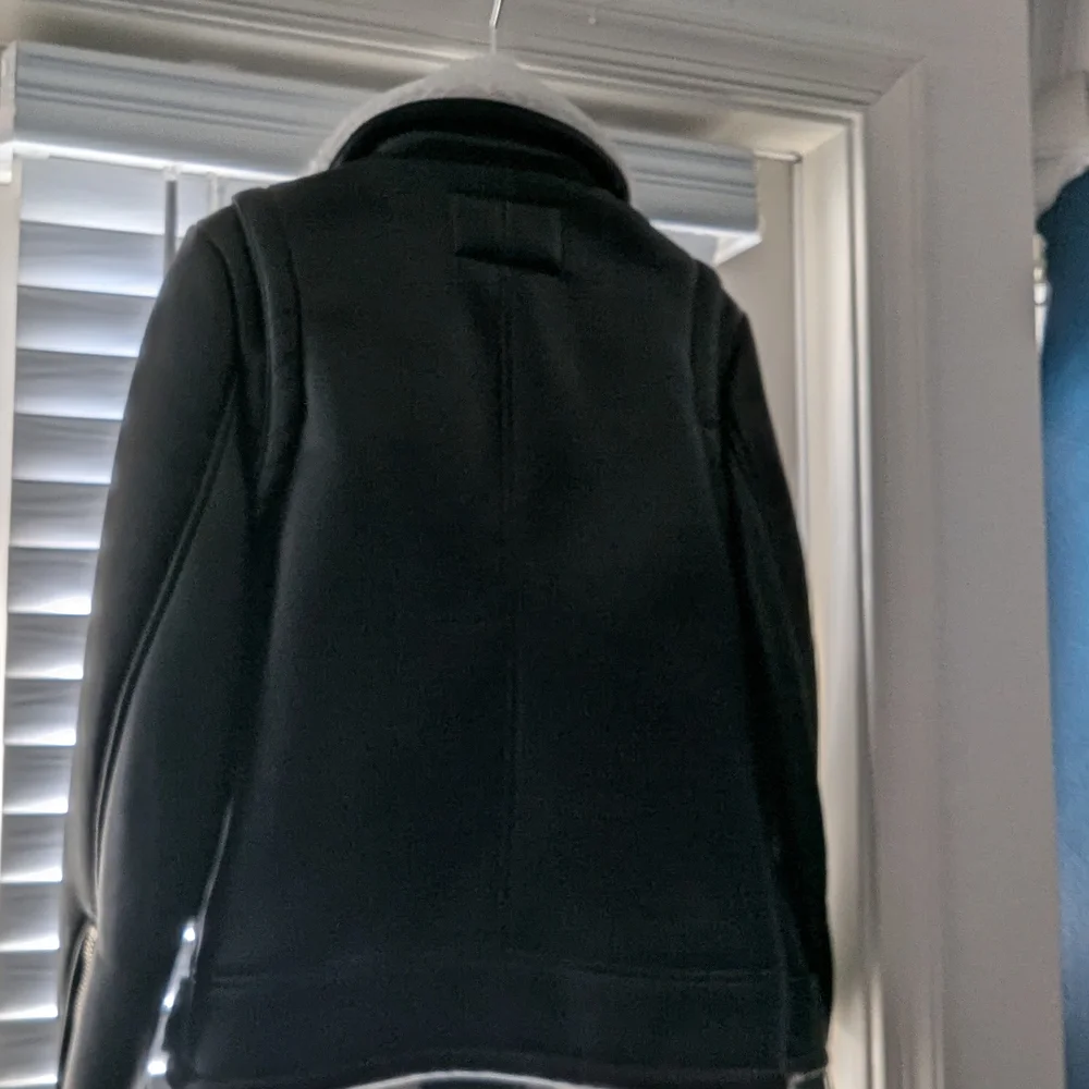MICHAEL Michael Kors Black Leather Jacket with White Collar - Picture 2 of 6